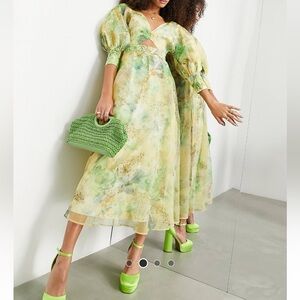 ASOS Edition Floral Organza Midi Dress